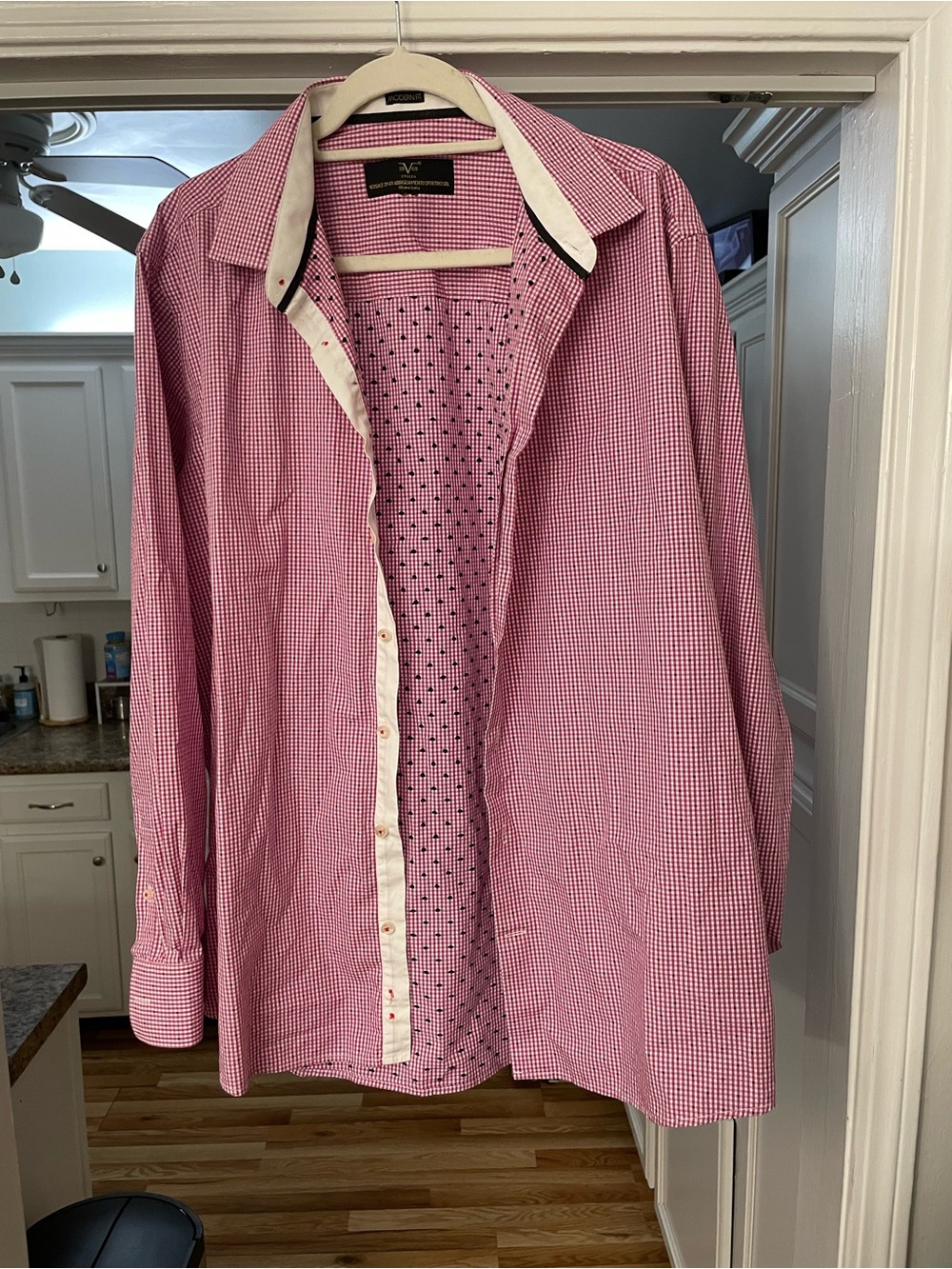 Versace Pink Micro-Check Button-Down Shirt